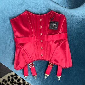 NWT RARE Honey Birdette Chastity Passion Red Satin Corset sz XL 🌹